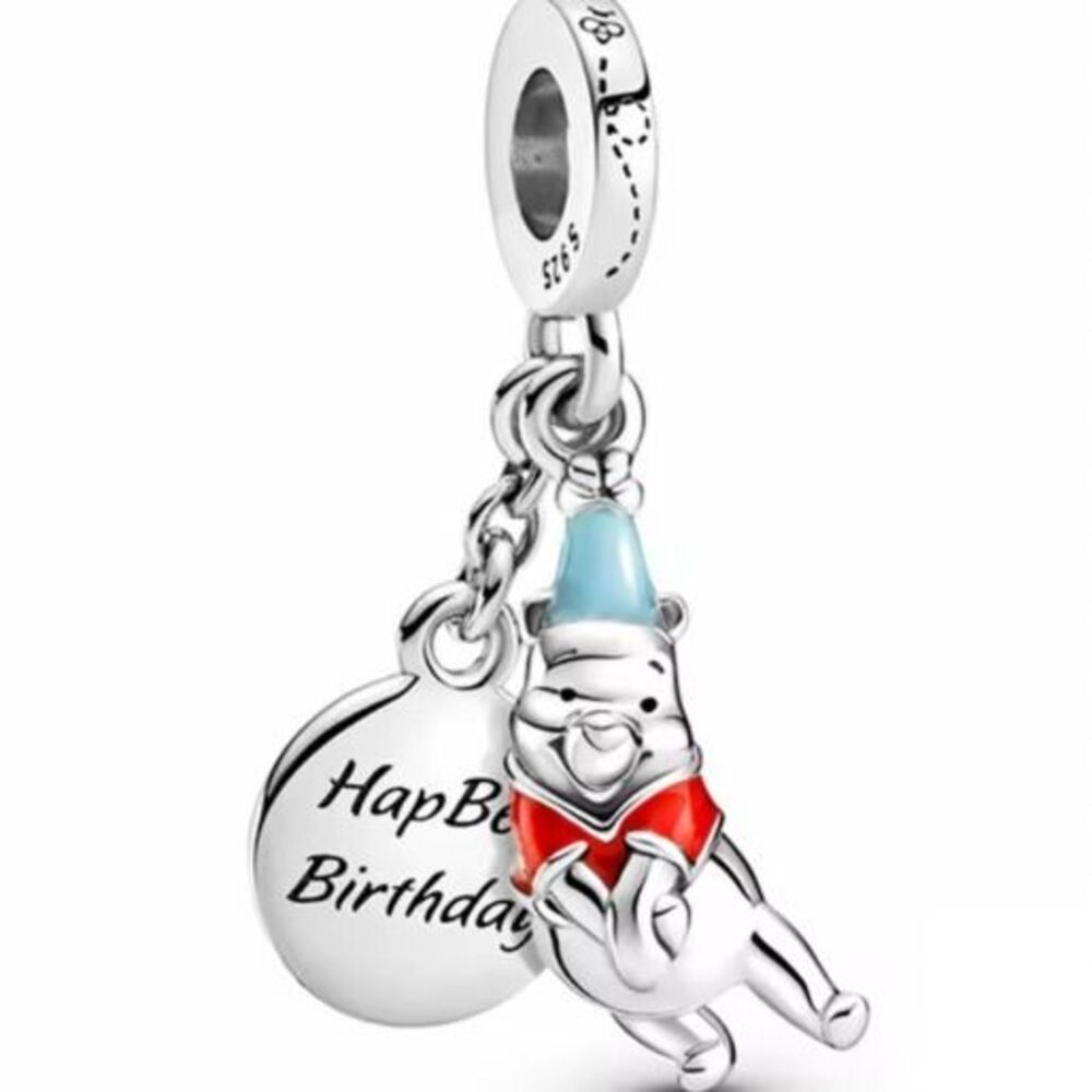 NWOT Winnie the Pooh Birthday Disney x Pandora FIT Silver Dangle Charm